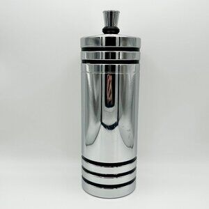 Vintage Chase USA Art Deco Chrome Cocktail Gaiety Shaker Black Bands